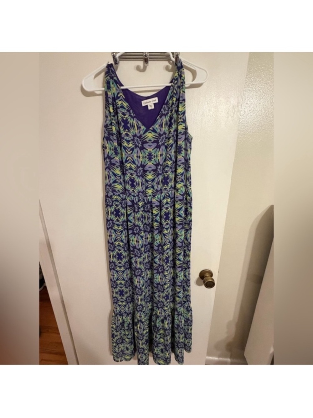 Coldwater Creek Blue and Green Printed Maxi Dress